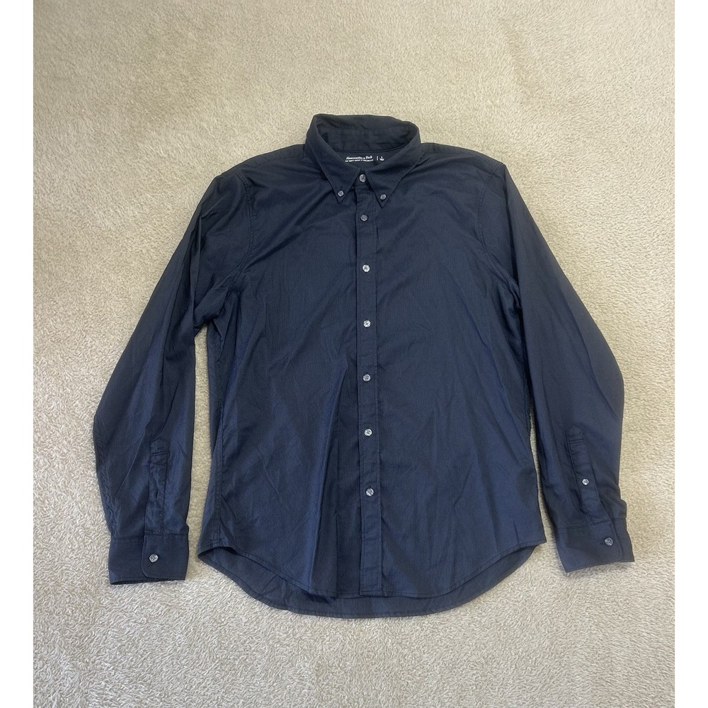 Abercrombie & Fitch Men L Blk/Gray Dont Sweat It Collection Striped Button Down